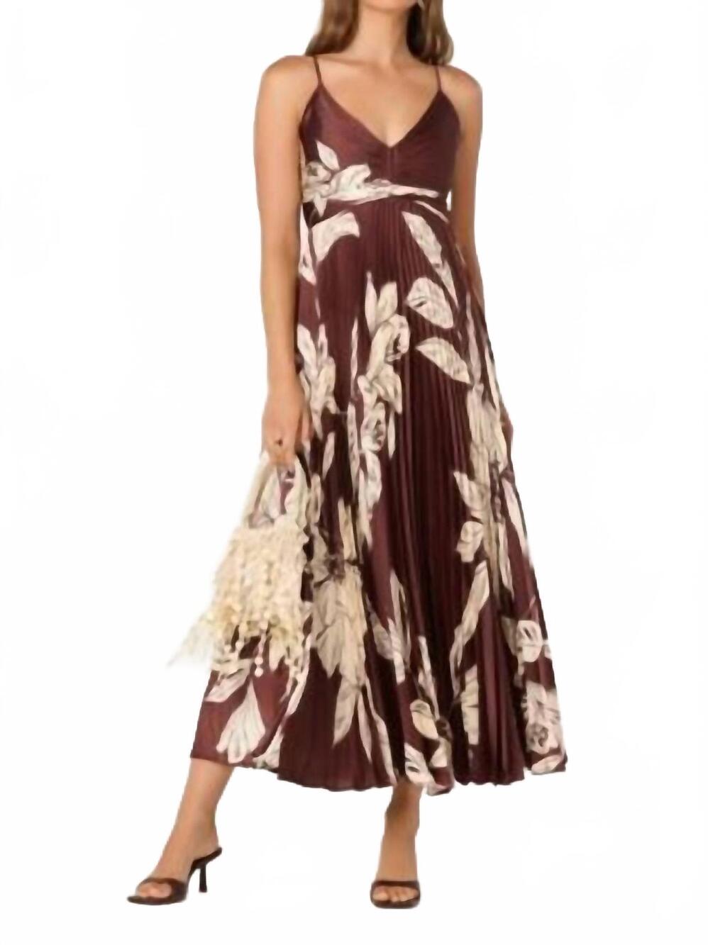 NEW ASTR clea floral maxi dress in brown